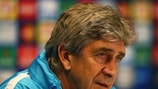 Manchester City manager Manuel Pellegrini in Kyiv