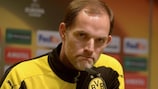 Thomas Tuchel en la conferencia de prensa del Dortmund