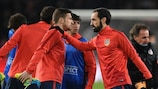 Gabi and Juanfran in training with Atlético