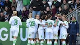 Alexandra Popp esulta dopo aver segnato il secondo gol del Wolfsburg