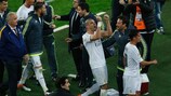 La joie des joueurs du Real après leur victoire au Camp Nou