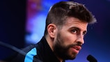 Gerard Piqué talks to the media on Monday afternoon