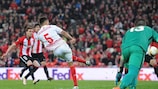 Timothée Kolodziejczak scores Sevilla's equaliser at Athletic