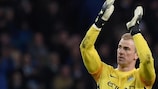 Joe Hart applauds the home fans at full time