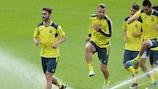 I giocatori del Villarreal in allenamento mercoledì