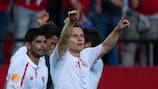 Кевин Гамейро празднует гол в ворота "Шахтера" в полуфинале