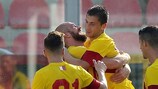 Les joueurs de Birkirkara fêtent l'ouverture du score de Srdjan Dimitrov face au Široki Brijeg