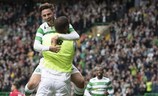 Celtic's Patrick Roberts, on loan from Manchester City, celebrates his goal against Lincoln