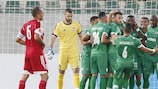 Ludogorets celebrate a goal against Mladost Podgorica in the second qualifying round