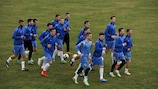 La selección de Kosovo entrenando antes de un partido
