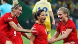 Dzsenifer Marozsán (centre) celebrates after scoring Germany's first goal in the 2016 Olympic final against Sweden
