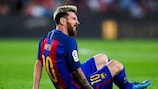 Lionel Messi viu-se forçado a abandonar o relvado por lesão à passagem da hora de jogo frente ao Atlético