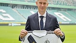Jacek Magiera is paraded as the new Legia coach