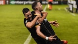 Dundalk celebrate Ciaran Kilduff's matchday two winner against Maccabi Tel-Aviv