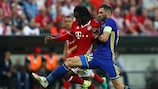 Bayern midfielder Renato Sanches is challenged by Rostov's Alexandru Gaţcan
