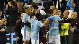 Celta celebrate during their win against Barcelona