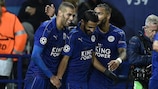 Leicester celebrate their winner against FCK