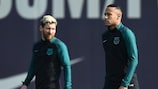 Lionel Messi und Neymar beim Abschlusstraining vor dem Duell mit Manchester City