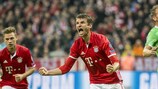 Thomas Müller after scoring for Bayern against PSV