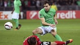 Gabala's Filip Ozobić takes a tumble against St-Étienne on matchday three