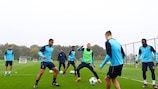 Tottenham players train ahead of the rematch with Leverkusen