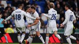 Enzo Zidane is congratulated after scoring on his Real Madrid debut