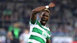 Moussa Dembélé celebra um golo na UEFA Champions League pelo Celtic