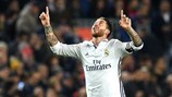 Sergio Ramos festeja o empate tardio do Real Madrid