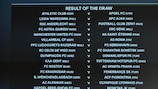 The draw is shown on the big screen