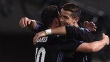 Cristiano Ronaldo celebrates with James Rodríguez after making it 2-0