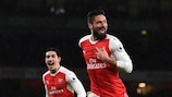 Olivier Giroud after scoring in Arsenal's home game against Crystal Palace
