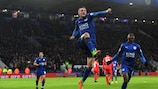 Jamie Vardy scored twice for Leicester against Liverpool on Monday night