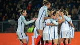 England celebrate scoring at Willem II Stadion in November against the Netherlands