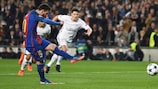 Lionel Messi scores his penalty against Paris on Wednesday