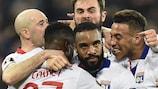 O Lyon comemora mais um golo na UEFA Europa League
