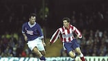 Juninho Paulista (right) scored in both ties for Atlético against Leicester in 1997