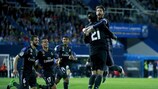 Álvaro Morata celebrates one of his goals for Madrid