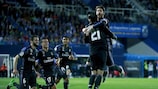 Álvaro Morata celebra um dos seus três golos pelo Real Madrid