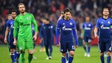 Jugadores del Schalke tras el 2-0 en Ámsterdam