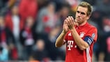 Philipp Lahm cuts a dejected figure after the first leg