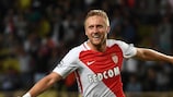 Kamil Glik celebrates a goal for Monaco