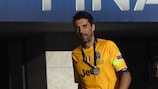 Gianluigi Buffon with his silver medal after the 2015 UEFA Champions League final