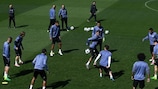 Real Madrid players take part in training on Monday