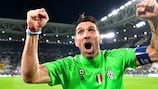 Gianluigi Buffon leads Juve's post-match celebrations