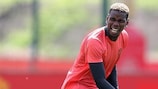 Paul Pogba in training in Manchester