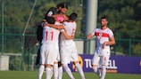 The Istanbul players celebrate a UEFA Regions' Cup goal.