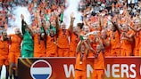 As jogadoras da Holanda festejam a vitória no UEFA Women's EURO 2017