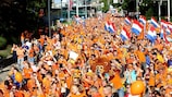 The fan walk from Enschede city centre to the stadium on Sunday