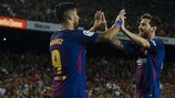 Luis Suárez und Lionel Messi feiern ein Tor gegen Chapecoense