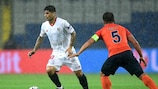 Sevilla's Éver Banega in possession during the first leg in Turkey